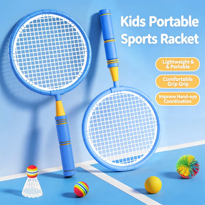 Kids Badminton Racket with Ball Parent-child Indoor Outdoor Sports Toy Training Equipment Children Teens Adult Birthday Gifts