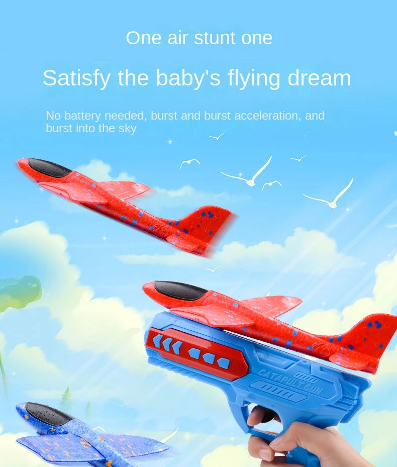Children's Outdoor Ejection Aircraft Toys Foam Aircraft Oy Gun Parent-Child Outdoor Games Toys Children's Gifts Flying Toy