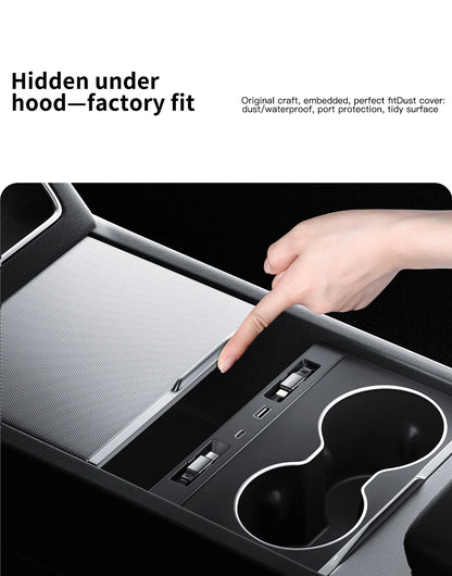 YZ For Tesla Model 3/YYL Juniper Highland 2026 45W Central Control Fast Charging Expansion Dock Car Intelligent Adapter Splitter