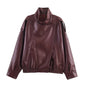 Women's Faux Leather Jacket 2025 New Fashion Autumn Black Long Sleeve Pebble Jacket Motorcycle Style Personality Ladies Jacket