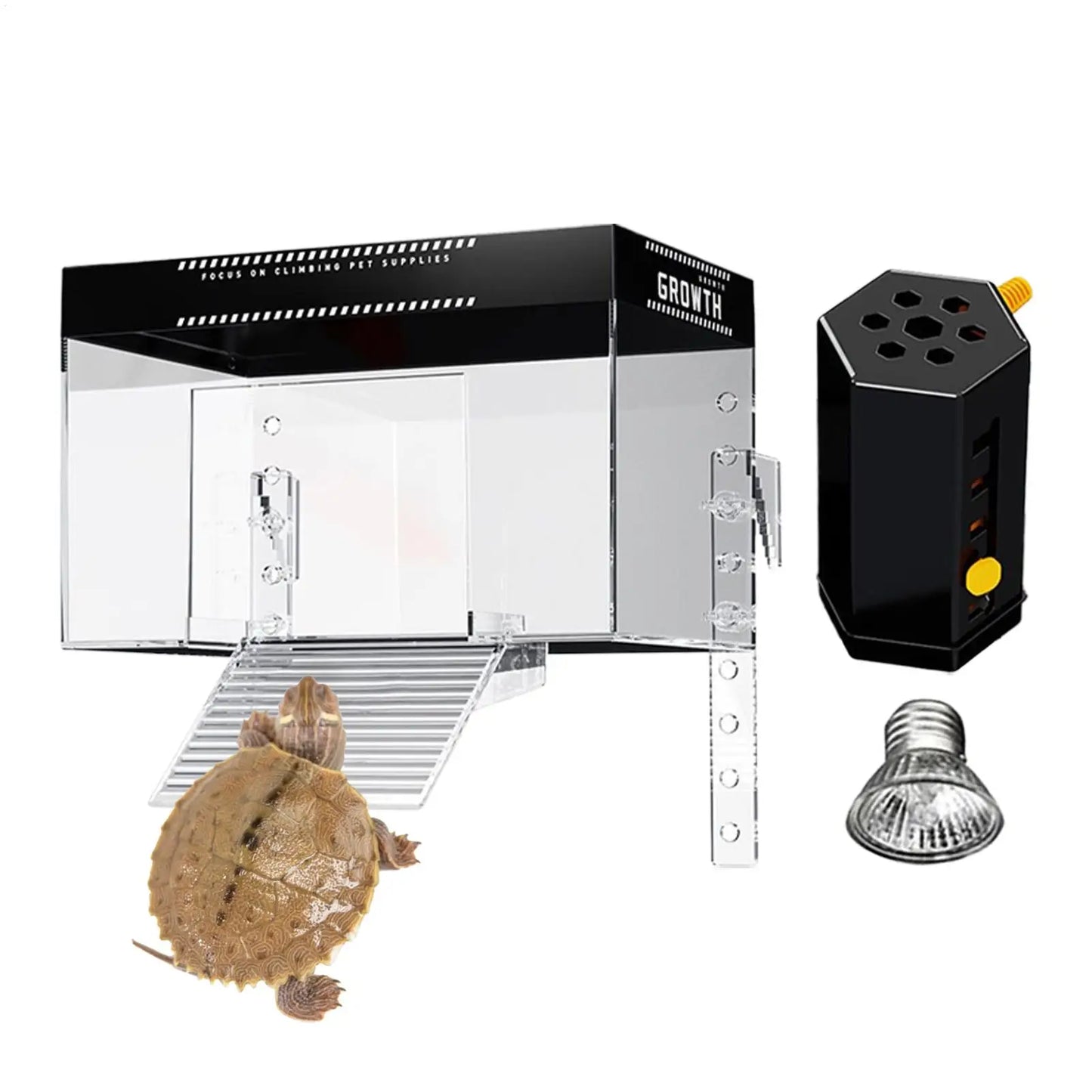Over Tank Turtle Basking Land Pet Turtle Tank Basking Dock with Lid Reptile Resting Land Aquatic Turtle Basking Platform
