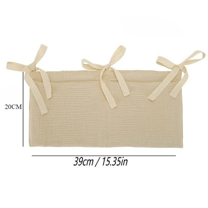 Baby Crib Storage Bag Cotton Double Pouch Newborn Bed Headboard Organizer for Kids Baby Bedding Diaper Toys Bag