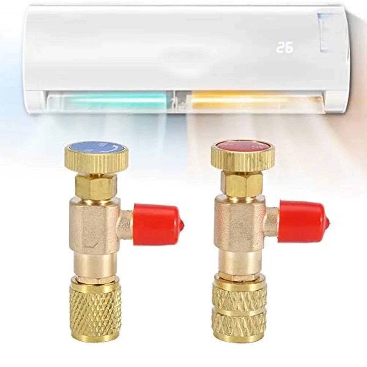 Air Conditioning Refrigerant Safety Valve R410A R22 1/4" 5/16" Refrigeration Charging Safety Liquid Adapter Hand Tool Parts