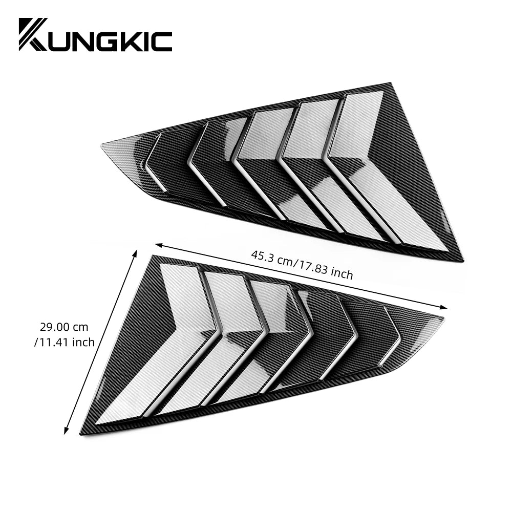 For Ford Mustang 2024 2025 2026 GT S650 Gloss Black Carbon Fiber Pattern Rear Windshield Side Spoiler Splitter Triangle Louver