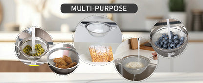 tastyWay 3pcs/set Stainless Steel Fine Mesh Strainers Multipurpose Flour Sifter For Baking With Handle Flour Sieve Sifter Baking