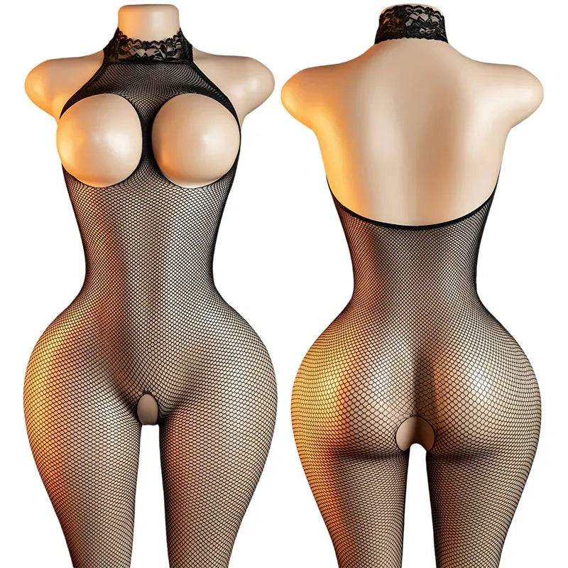 Bdsm Lingerie Sex Products Permeable Crotchless Sexy Stocking Toy For Women Fishnet Bondage Underwear Erotic Prop Lace Porn Game