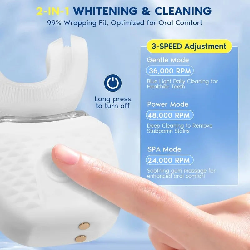 U-shaped Ultrasonic Electric Toothbrush 3 Modes Silicone Automatic Teeth Whitening Oral Care