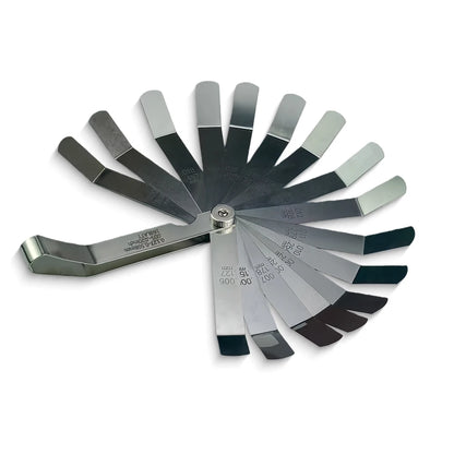 16 Blades Bent Feeler Gauge 0.127-0.508mm Stainless Steel Valve Clearance Adjustment Tool for Motorcycle Car