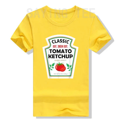 Red Ketchup Yellow Mustard DIY Costume Matching Couples Groups Halloween T-Shirt Gifts Lazy Easy Condiments Costumes Couple Tops