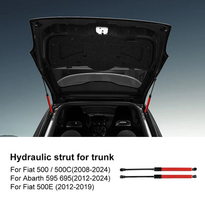 For Abarth 595 695 2012-2024/Fiat 500/500C 08-24/500E 12-19 Front/Rear Trunk Bonnet Gas Struts Hood Lift Supports Shock Rod Arms