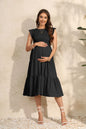 Dress for Pregnant Women Maternity Dress Fly-sleeved Pleated Layered Short-sleeved Clothes Chiffon Pregnant Dresses Clothing