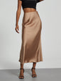 21 Colors New 2026 Women's Elegant High Waist Satin Long Skirts Female Summer Solid Color Faldas