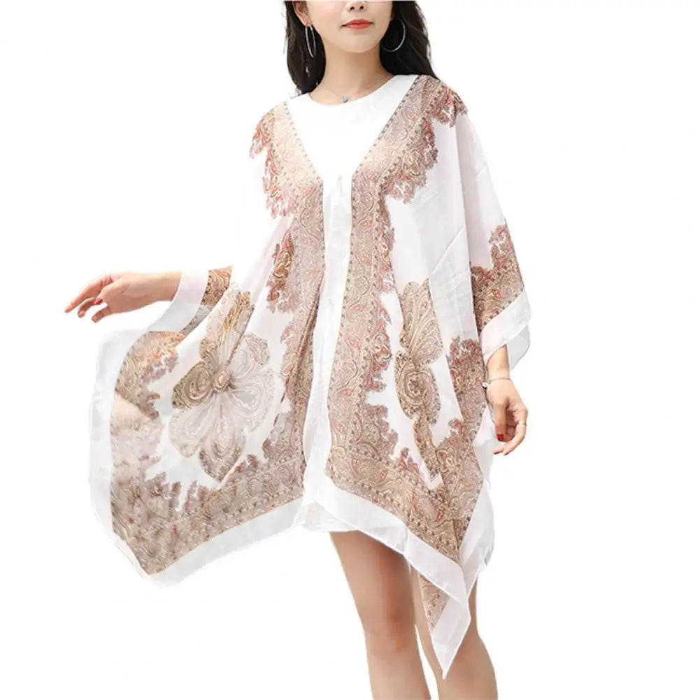 Women Shawl Cashew Print Beads Ladies Loose-fitting Sexy Cover Up for Vacation Woman Scarf Ladies Shawl
