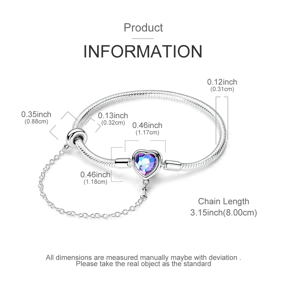 New Charm Bracelet 925 Silver Heart Shape Holy Mother Snake Chain Clasp Bracelet Fit Original Bead DIY Fashion Jewelry