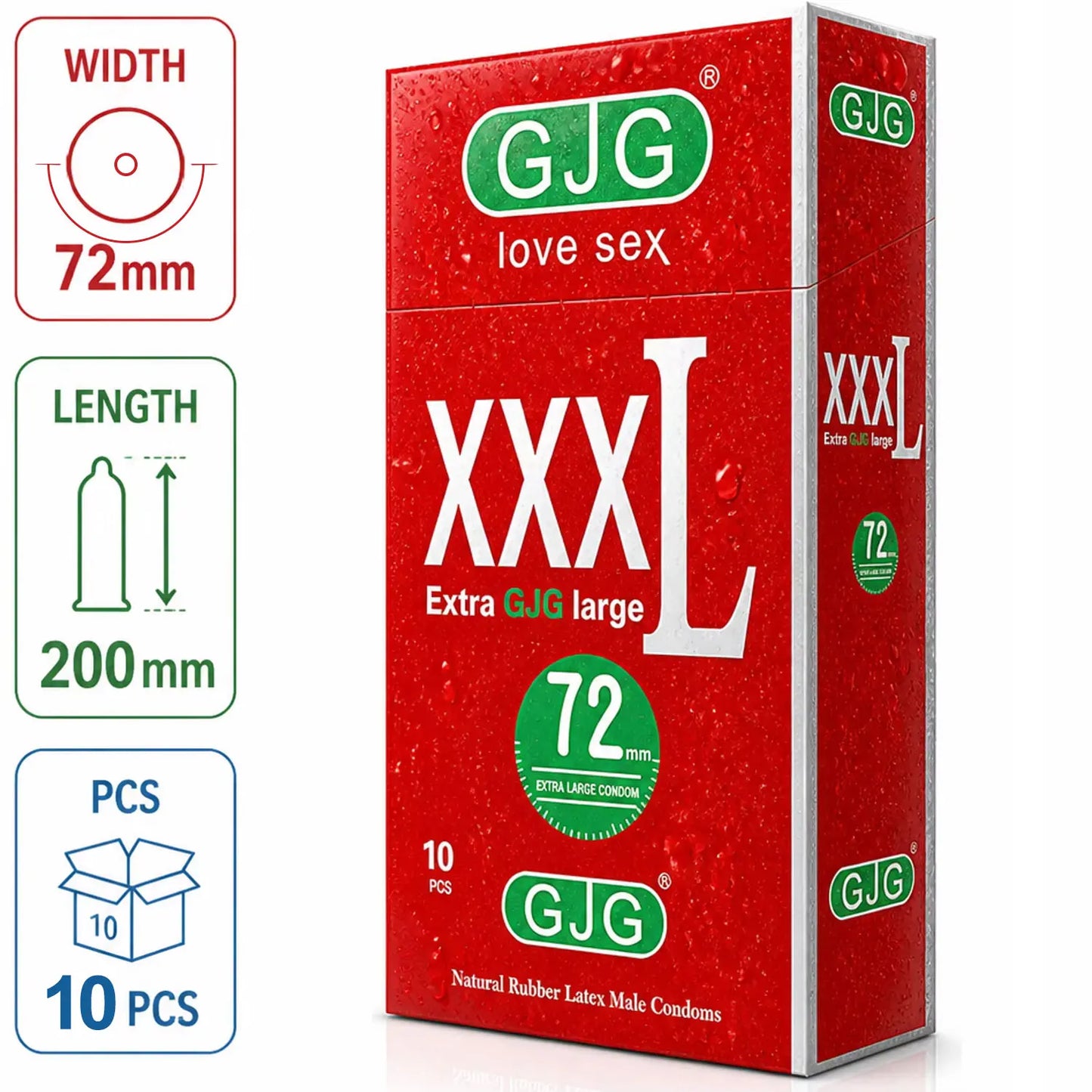 Width-72mm(Length-200mm) Large Size Condoms  Men Latex Condom Safe Contraception Protection Adult Sex Products Intimate Care