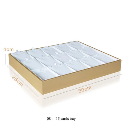 Luxury Gold White PU Leather Necklace Ring Earring Holder Jewelry Tray Series Jewelry Disply Jewellery Organizer Box