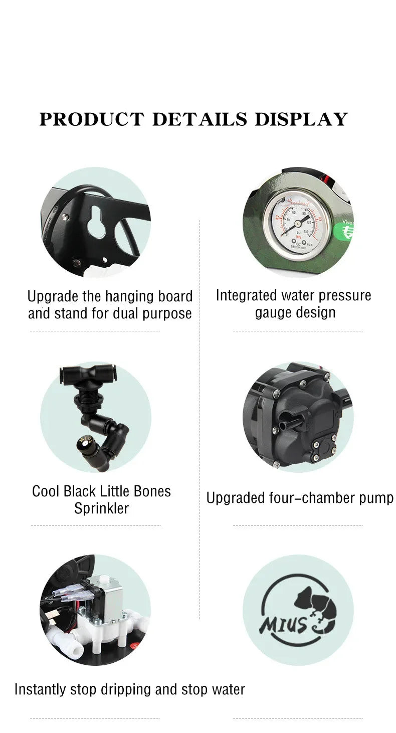 MIUS D Series Reptiles Fogger Humidifier 2 Generation Rainforest Silent Pump Fog Machine Greenhouse Rainforest Garden Spray