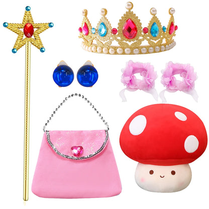 Peach Princess Costume with LED Color Light Toddler Birthday Game Role Play Dress Girl Halloween Festival Gown Pink Lace 4-8 Y
