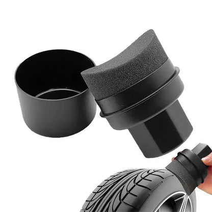 Flat Mouth Curved Regular Handheld Sponge Brush With Cover Car Tire Polishing And Waxing Sponge Portable Tire Cleaning Tools