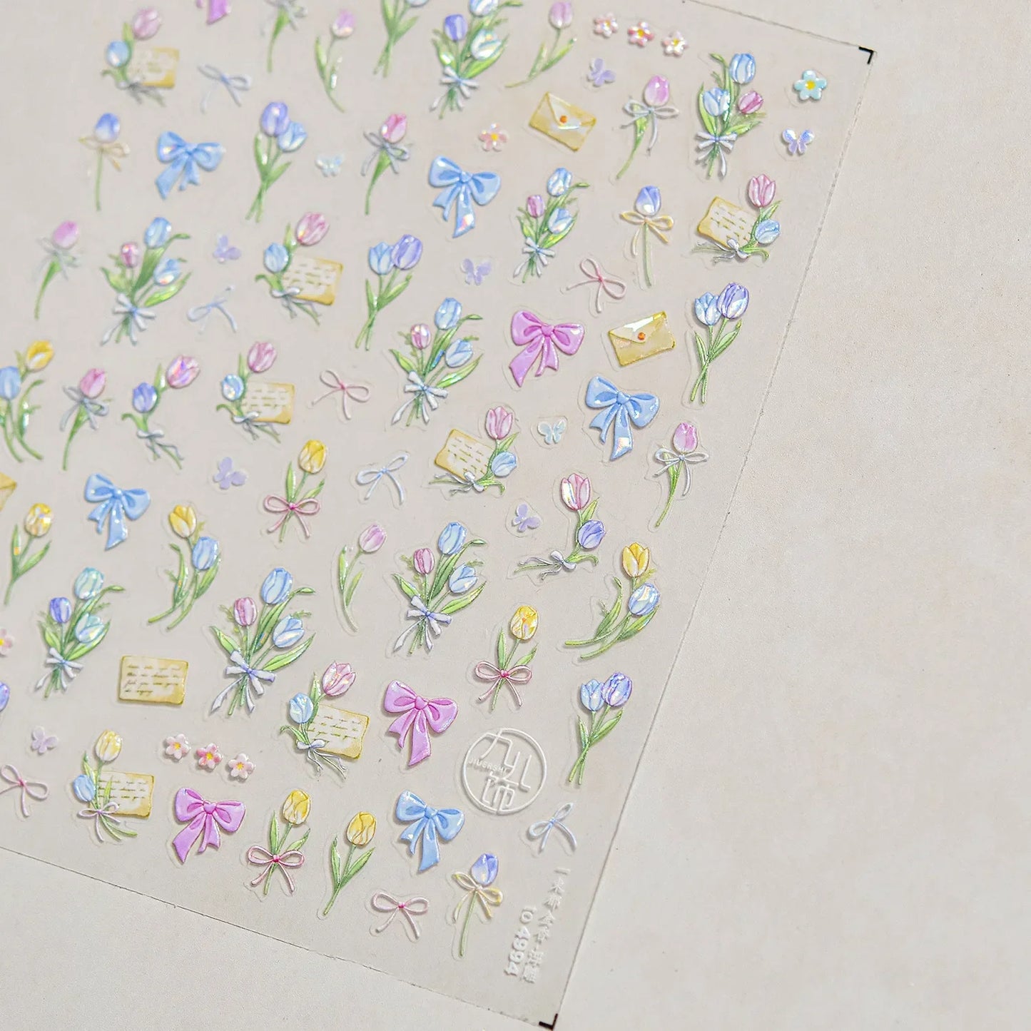 White Flower Petal Cherry Blossom Peach Blossom Falling Petal Floral Gradient 5D Self Adhesive Nail Art Sticker Manicure Decals