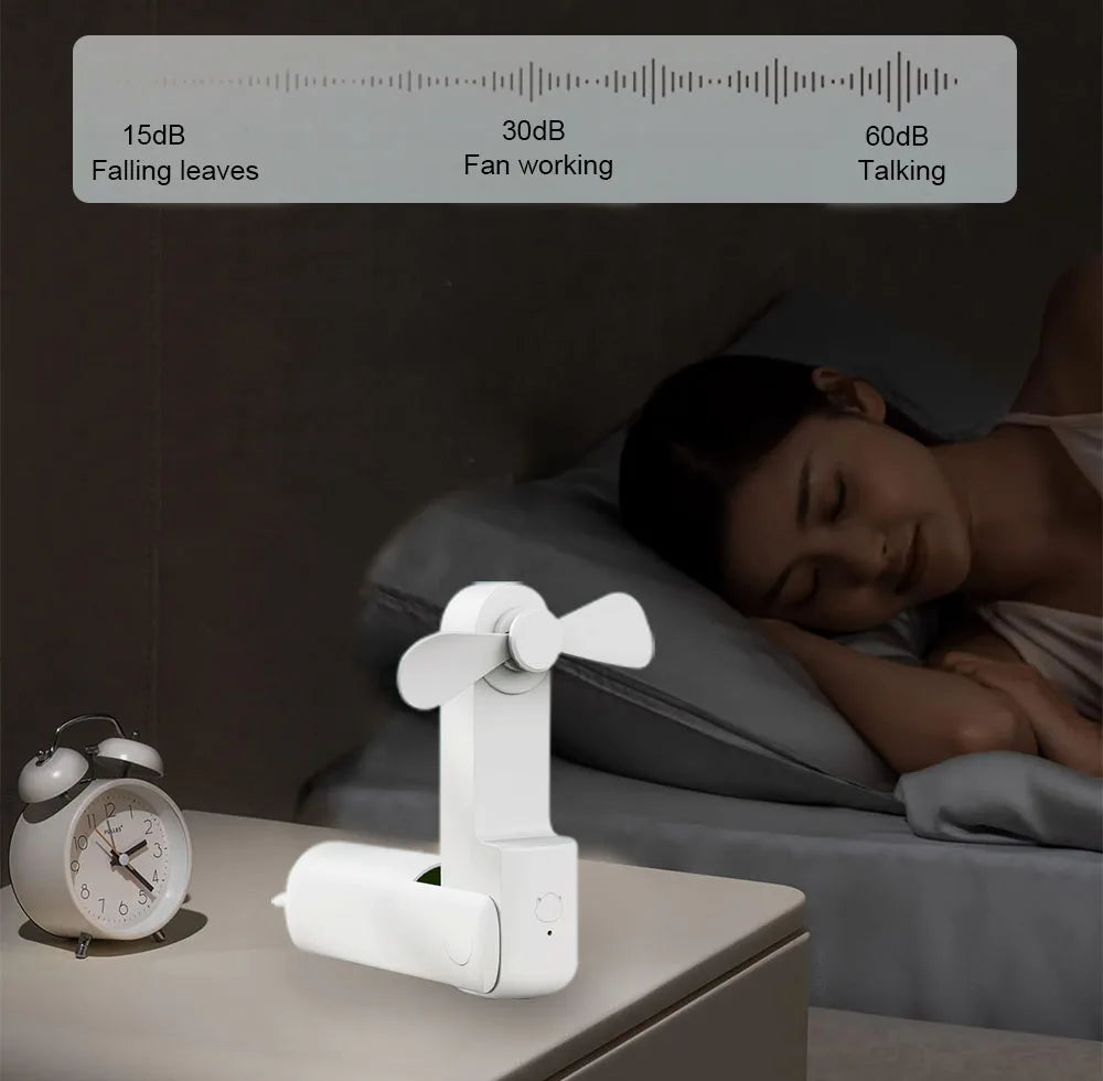Nešiojamas ventiliatorius, super mini delninis ventiliatorius, įkraunamas USB laidu, sulankstomas, mažas kišeninis ventiliatorius su 2000 mAh išorine baterija, 3 greičio lygiai