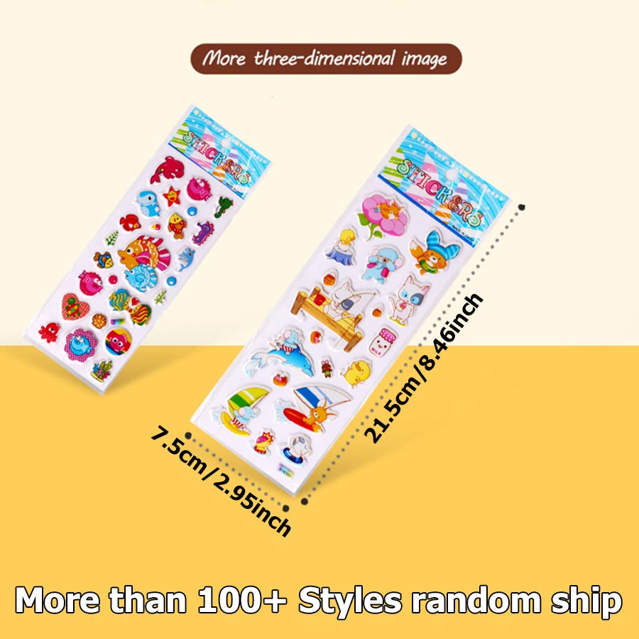 12/24pcs 3D Cartoon Bubble Stickers More Than 100+ Styles Random DIY Decoration Graffiti Stickers for Diary Luggage Laptop