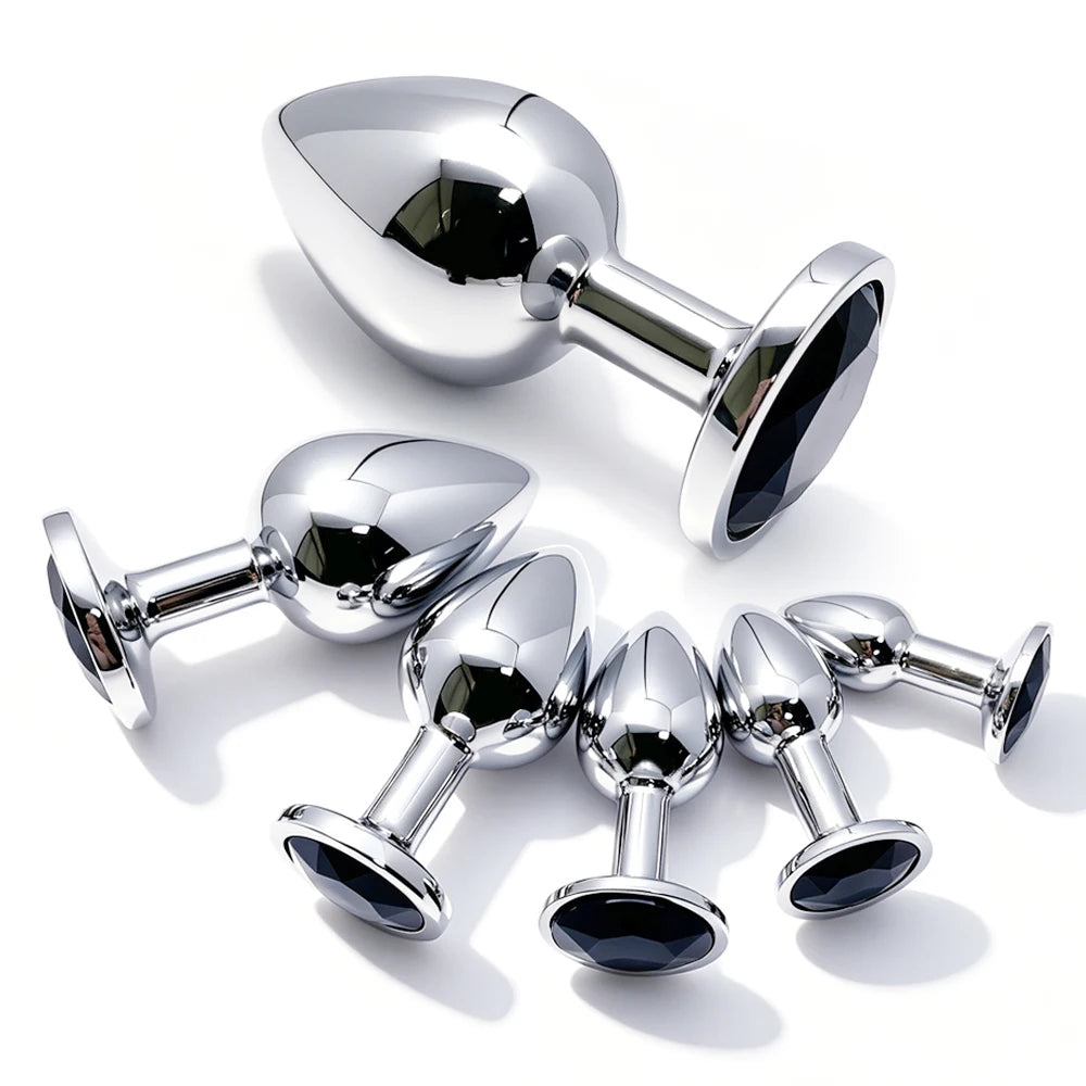 5 Size Black Butt Plug Metal Anal Plug Jewelry Base Beginner to Expert G-Point Massage Dildos Adult Women Toys Adult Men Toys