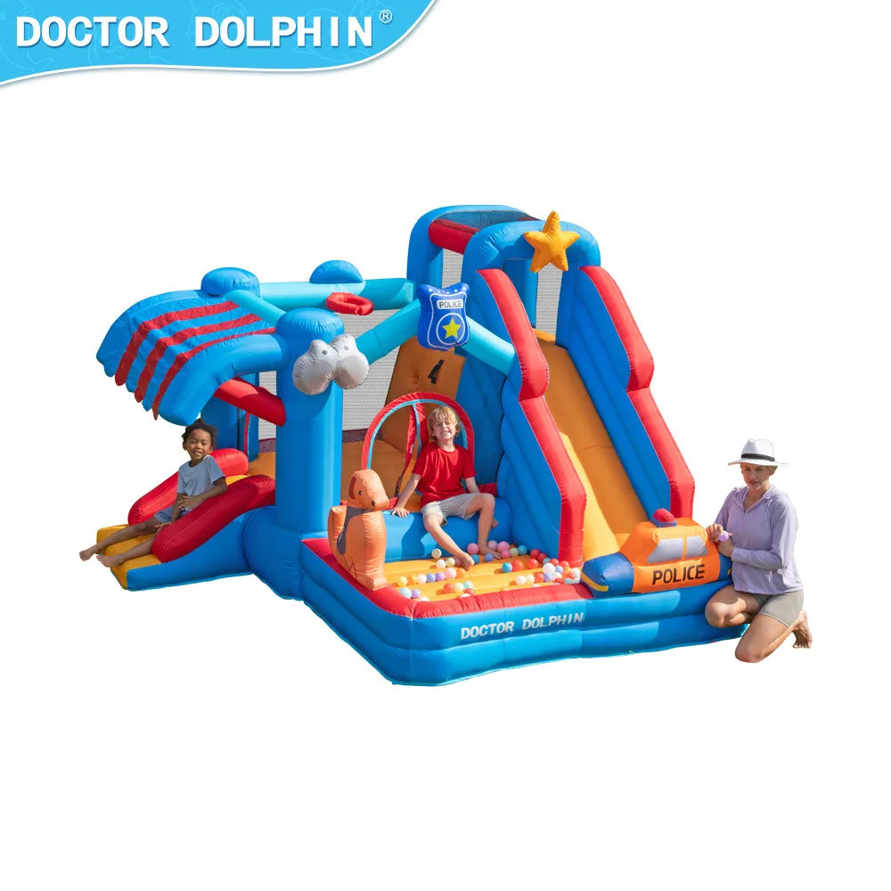 Doctor Dolphin Animal Inflatalbe Bounce House Jumping Castle With Slide Ball Pool Bouncy Castle For Kids Birthday Gift Toys