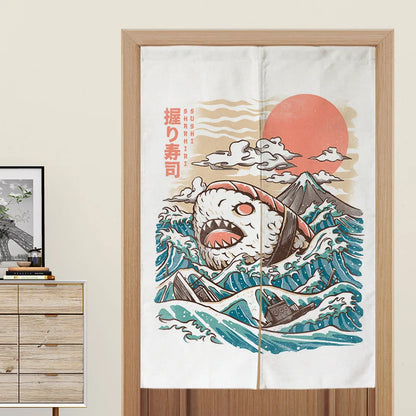 Custom Japanese Resturant Ramen Noren Curtain  Noodles Shop Kitchen Cloth Doorway Curtains Oil Smoke Proof Partition No Punching