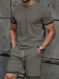 New European & American Style Men's Summer Loose-Fit Set Men's Crew Neck Short-Sleeve Top & Athletic Casual Shorts Two-Piece Set