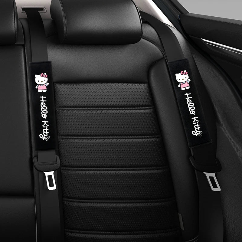 Hello Kitty Car Seat Belt Covers 2Pcs Soft Auto Seatbelt Shoulder Pads Universal Car Interior Accessories for Decoration Comfort