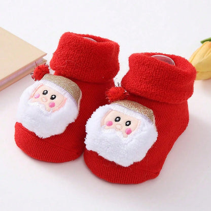 Cute Santa Claus Doll Knitted Baby Socks Newborn Toddler Soft Snowman Deer Warm Floor Socks Girls Infant Boys Mid Socks New