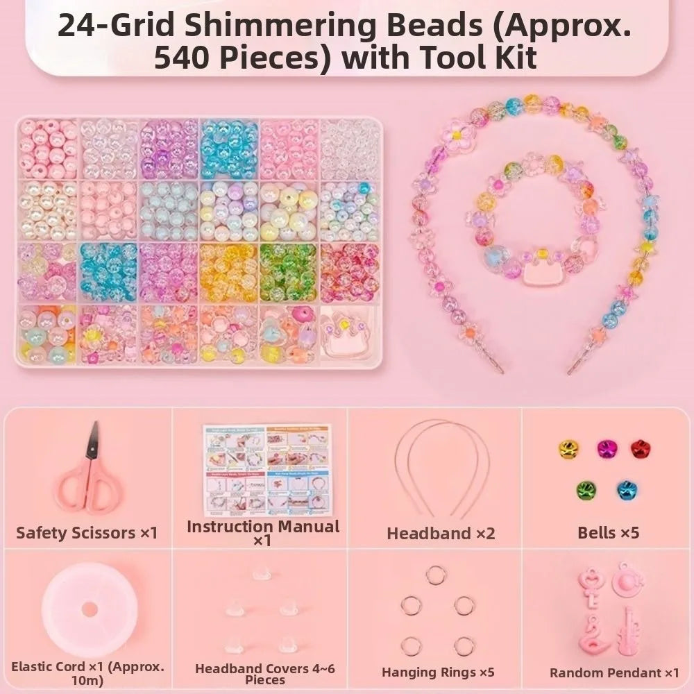 24 Grid DIY Handmade Beaded Kit Acrylic Creative Beads Bracelet Making Kit Cute Kawaii DIY Jewelry Making Kit Educational Craft