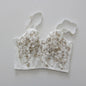 Three-Dimensional Embroidered Bra Sexy Lace Fish Bone Corset Widened Breasted With Steel Ring 2/1 Half Cup Bralette Underwear