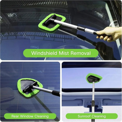 Car Window Cleaner Brush Kit Microfiber Windshield Cleaning Tool Auto Interior Glass Wash Wiper Long Handle Cleaning Brush