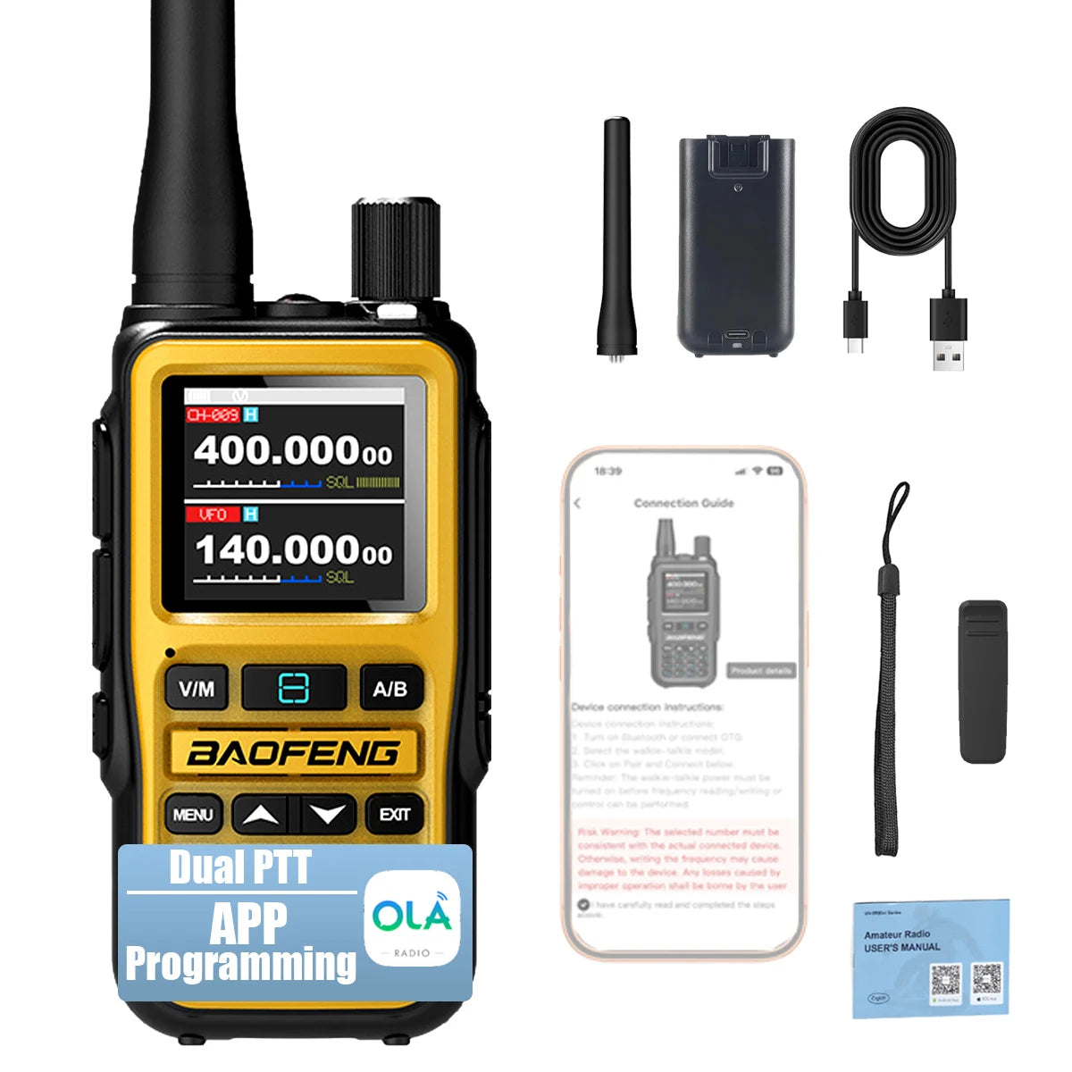 Baofeng UV-5R Mini 5W Walkie Talkie (2 Pack) | Bluetooth APP, NOAA Weather, 999 Ch | USB-C Charging for Outdoor/Hunting