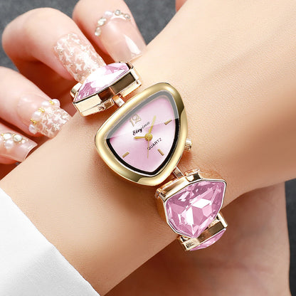 Elegant Rhinestone Bracelet Strap Women Watches Fashion Irregular Dial Ladies Quartz Wristwatch Reloj Mujer (Without Box)