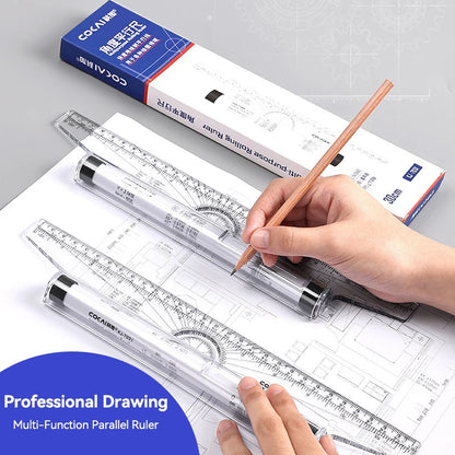 Plastic Ruler Drawing Roller Ruler Parallel 30cm Multi-functional Drawing Design Used for Measurement Drafting Schools Offices