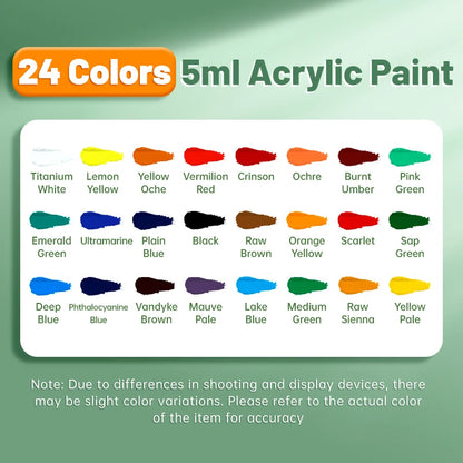 Acrylic Paint Set 12/18/24 Colors 5ml/0.17oz,Water-Proof Portable Art Rich Pigments for DlY Craft,Drawing,Painting,Canvas, Rock