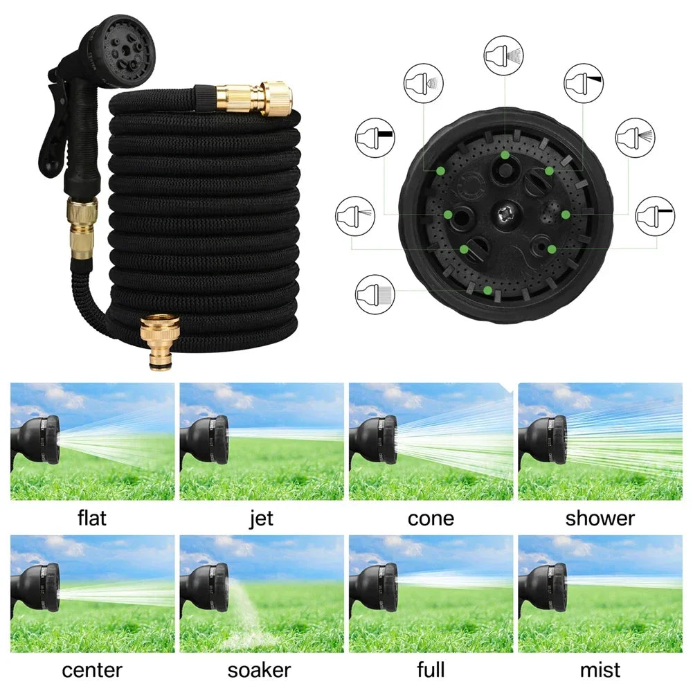 Garden Hoses 25-150ft Water Hose Expandable Flexible Garden Expanding Hoses 8 Function Nozzle Spray Wall Mountable Water Hose