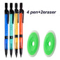 6Pcs/Set 2.0 Mm Automatic Pencil 4 Colors With Pencil Sharpener 2B Lead Writing Smooth Sketching Painting Writing Stationery