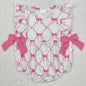 New Fashion Baby Infant Girls Rompers Bow Pink Flutter Sleeve Rompers Boutique Toddler Girls Bubble Rompers Onesie Wholesale Hot