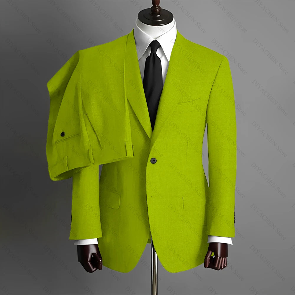 Fashion Gray Men Suits High-end Single Breasted Wedding Tuxedo Business Casual Office Male Suit Slim 2 Piece (Blazer+Pants)