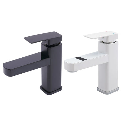 Black And White Washbasin Faucet, Bathroom Kitchen Single Pole Faucet With Digital Display Screen