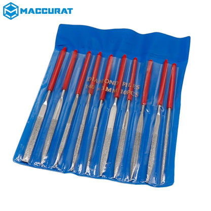140mm 10PCS Diamond Mini Needle File Set Hand Tools for Ceramic Glass Gem Stone Hobbies and Crafts 3D Print Model Polish