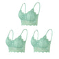 3PCS Women's Lace Bras Top Comfortable Bralette Solid Color Sexy Underwear Vest Female Hollow Out Wireless Lingerie Seamless Bra