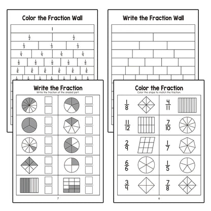 Basic Fraction Learn and Practice Training Workbook Fraction Fact Teacher Teaching Aids Primary School Math Cognitive Test Book