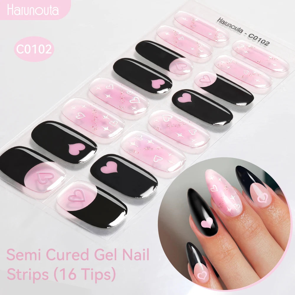 Gradient Auroras Semi Cured Gel Nail Strips Sparkly Shinning DIY Gel Polish Stickers for Nails Works with UV/LED Nail Lamps
