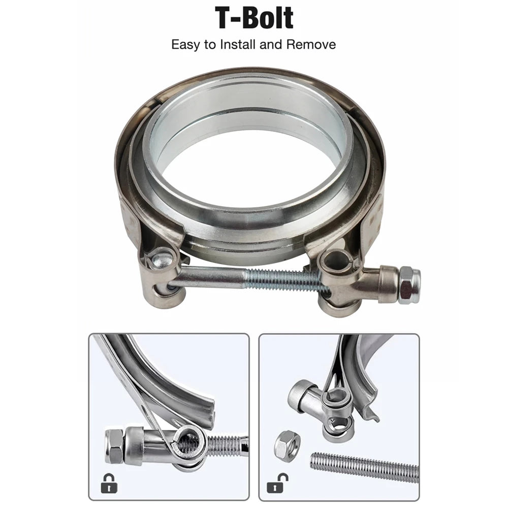 2" 2.5" 3" 3.5" 4" V-Band Clamp With Flange Male Female Fit for Exhaust System, Turbocharger, Downpipe, Muffler
