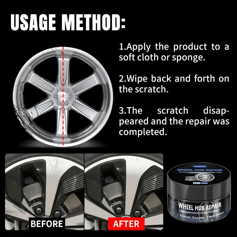 1 Piece 100g Wheel Scratch Repair Wax - Car Tire Detail Treatment and Deep Care Wheel Hub Scratch Repair Polishing Remove Wheel Scratch Wax